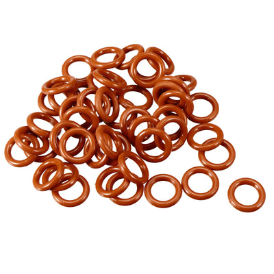 Harfington Uxcell Silicone O-Ring 11mmx7mmx2mm VMQ Seal Rings Sealing Gasket Red 50PCS