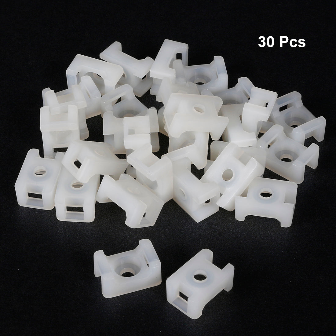 uxcell Uxcell Cable Tie Mount Base Saddle Type Wire Holder Nylon 5mm Hole Width White 30Pcs