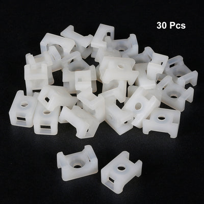 Harfington Uxcell Cable Tie Mount Base Saddle Type Wire Holder Nylon 5mm Hole Width White 30Pcs