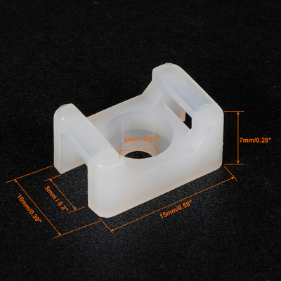 Harfington Uxcell Cable Tie Mount Base Saddle Type Wire Holder Nylon 5mm Hole Width White 30Pcs