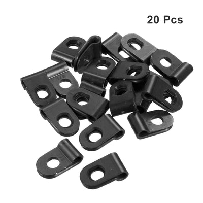 Harfington Uxcell 20 Pcs Nylon R-type Cable Clamp Organizer Cord Clips for Wire Management 3.1mm Black CC-0