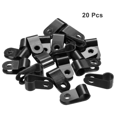 Harfington Uxcell 20Pcs Nylon R-type Cable Clamp Organizer Cord Clips for Wire Management 6.4mm Black