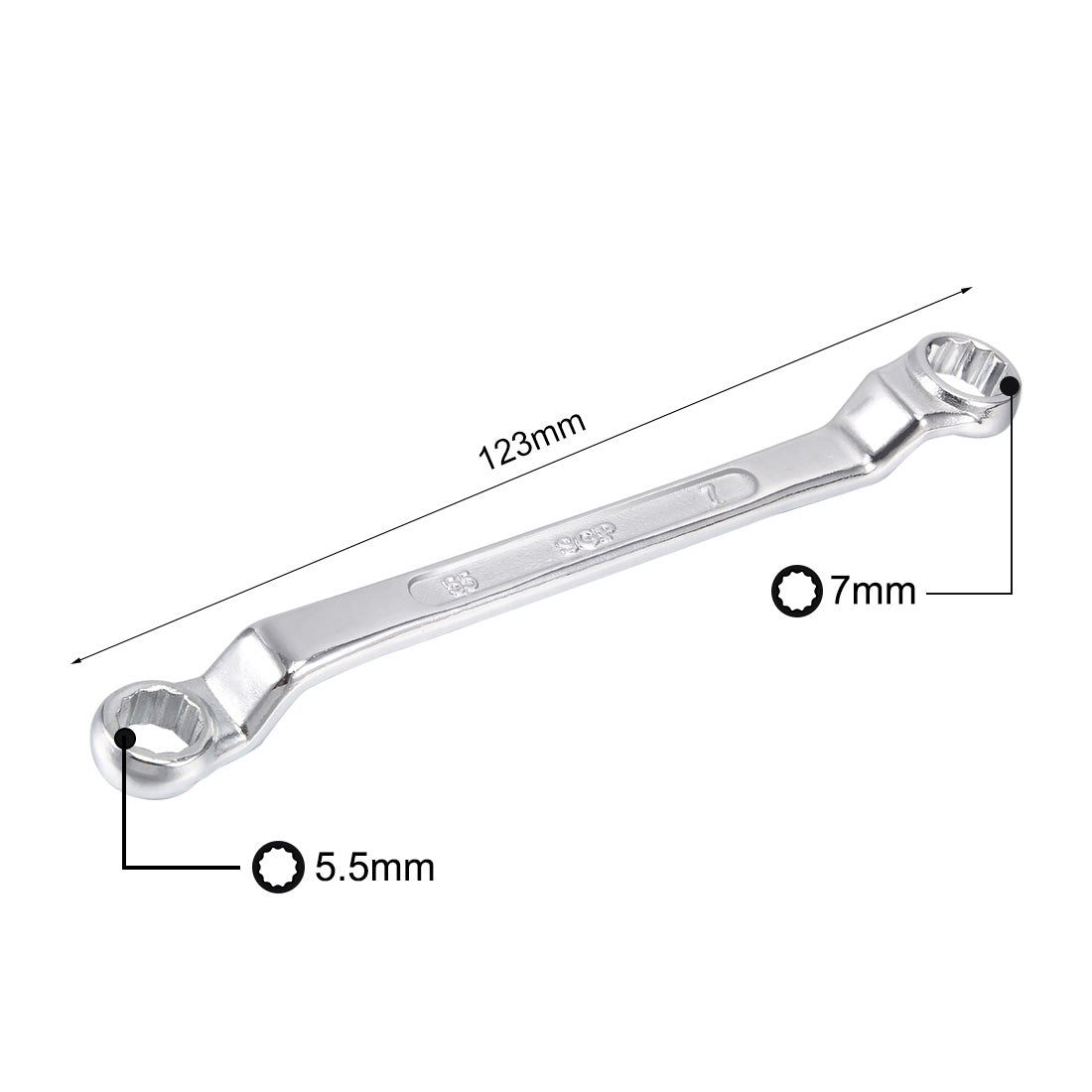 uxcell Uxcell Metric 12 Point Offset Double Box End Wrench Chrome Plated, Cr-V