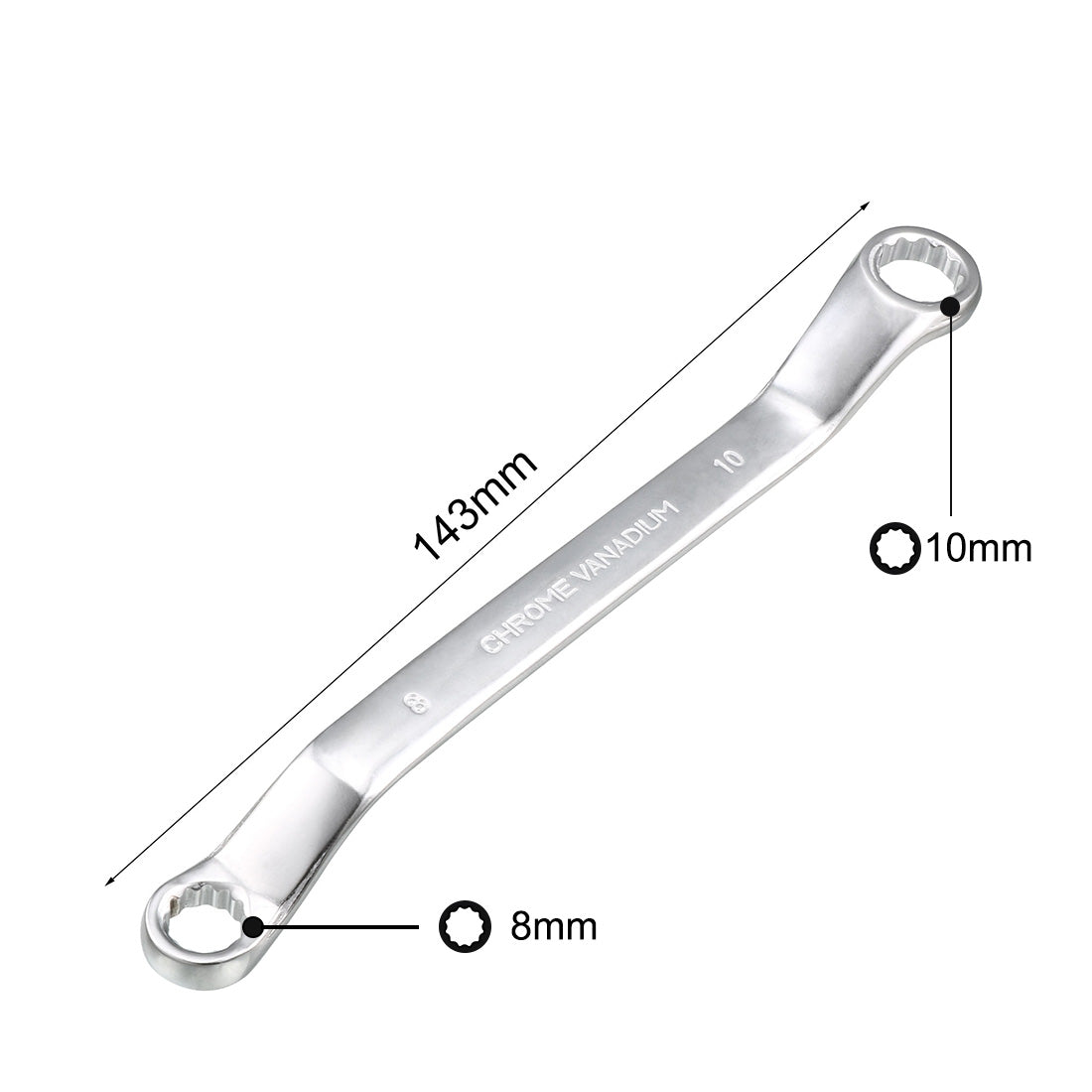 uxcell Uxcell Metric 12 Point Offset Double Box End Wrench Chrome Plated, Cr-V