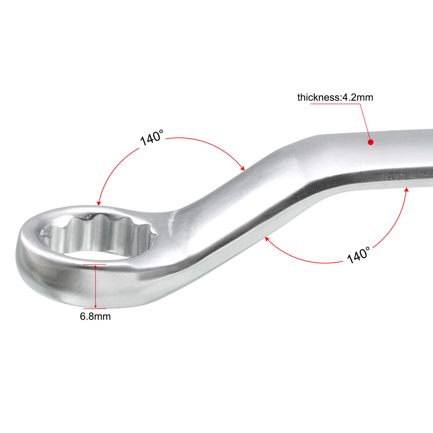 uxcell Uxcell Metric 12 Point Offset Double Box End Wrench Chrome Plated, Cr-V