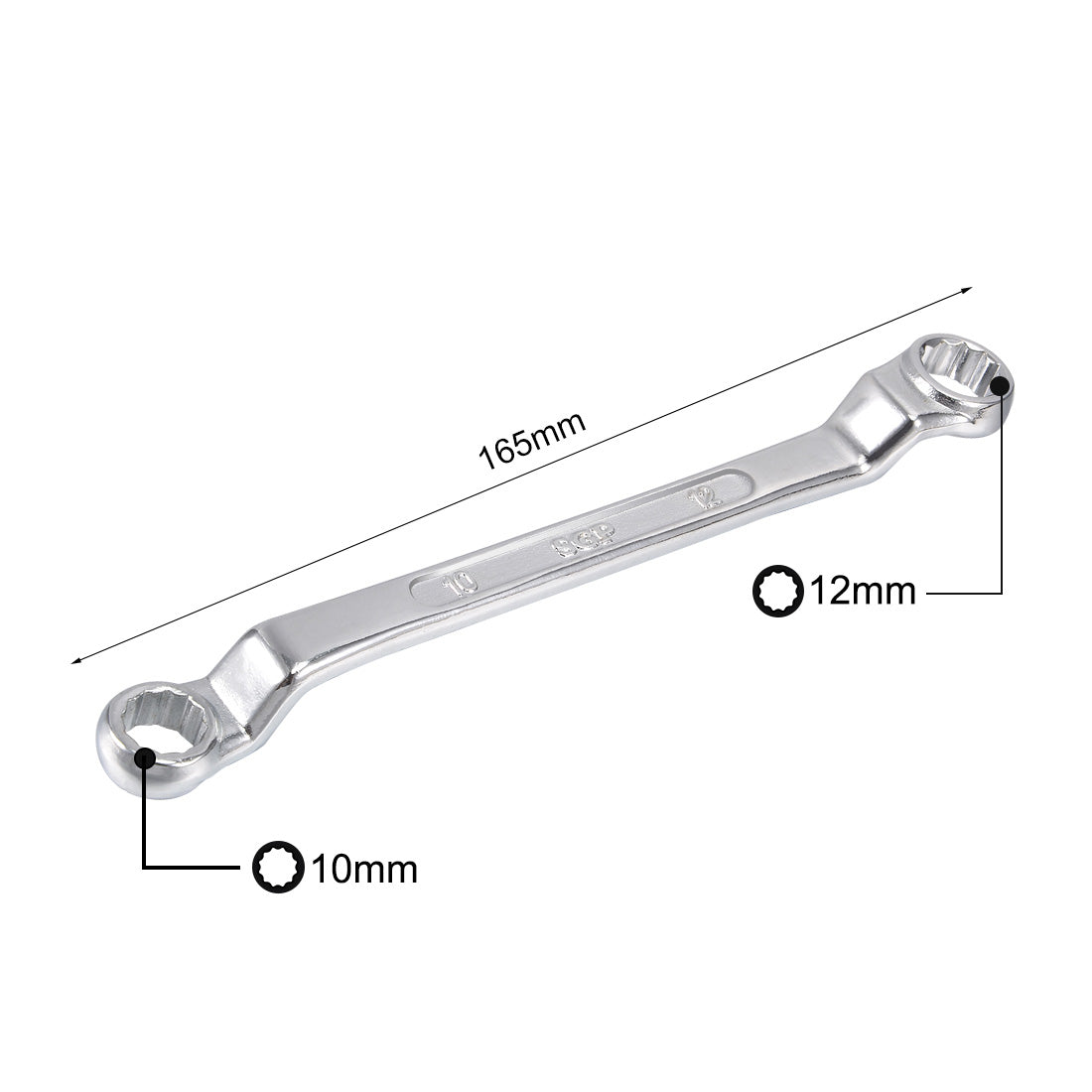 uxcell Uxcell Metric 12 Point Offset Double Box End Wrench Chrome Plated, Cr-V