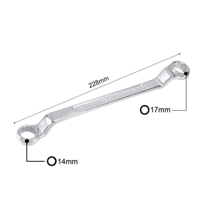 Harfington Uxcell Metric 12 Point Offset Double Box End Wrench Chrome Plated, Cr-V