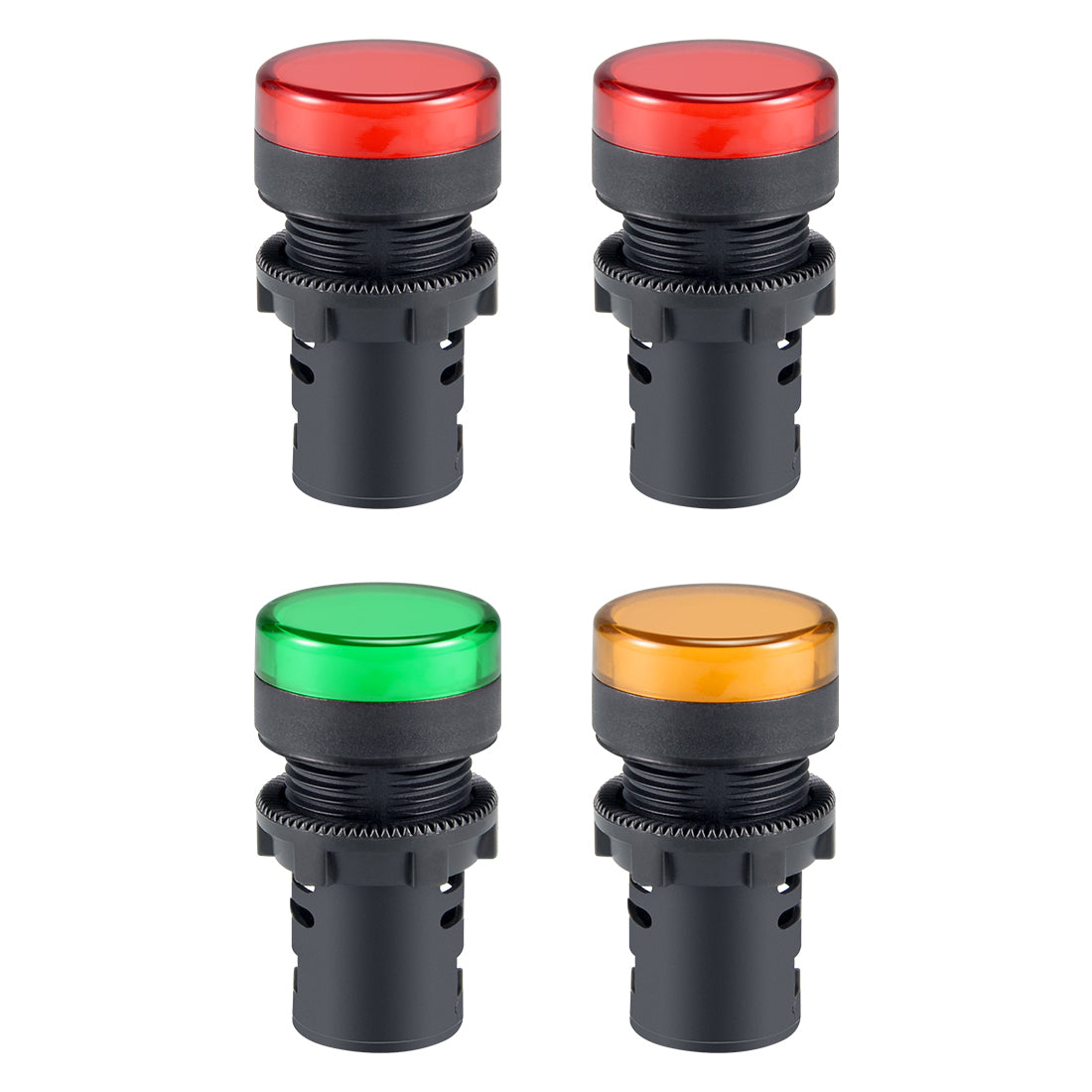 uxcell Uxcell 4Pcs AC/DC 110V Indicator Lights, Red+Green+Yellow LED, Flush Panel Mount 7/8" 22mm