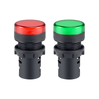 Harfington Uxcell 2Pcs AC/DC 110V Indicator Lights, Red+Green LED, Flush Panel Mount 7/8" 22mm