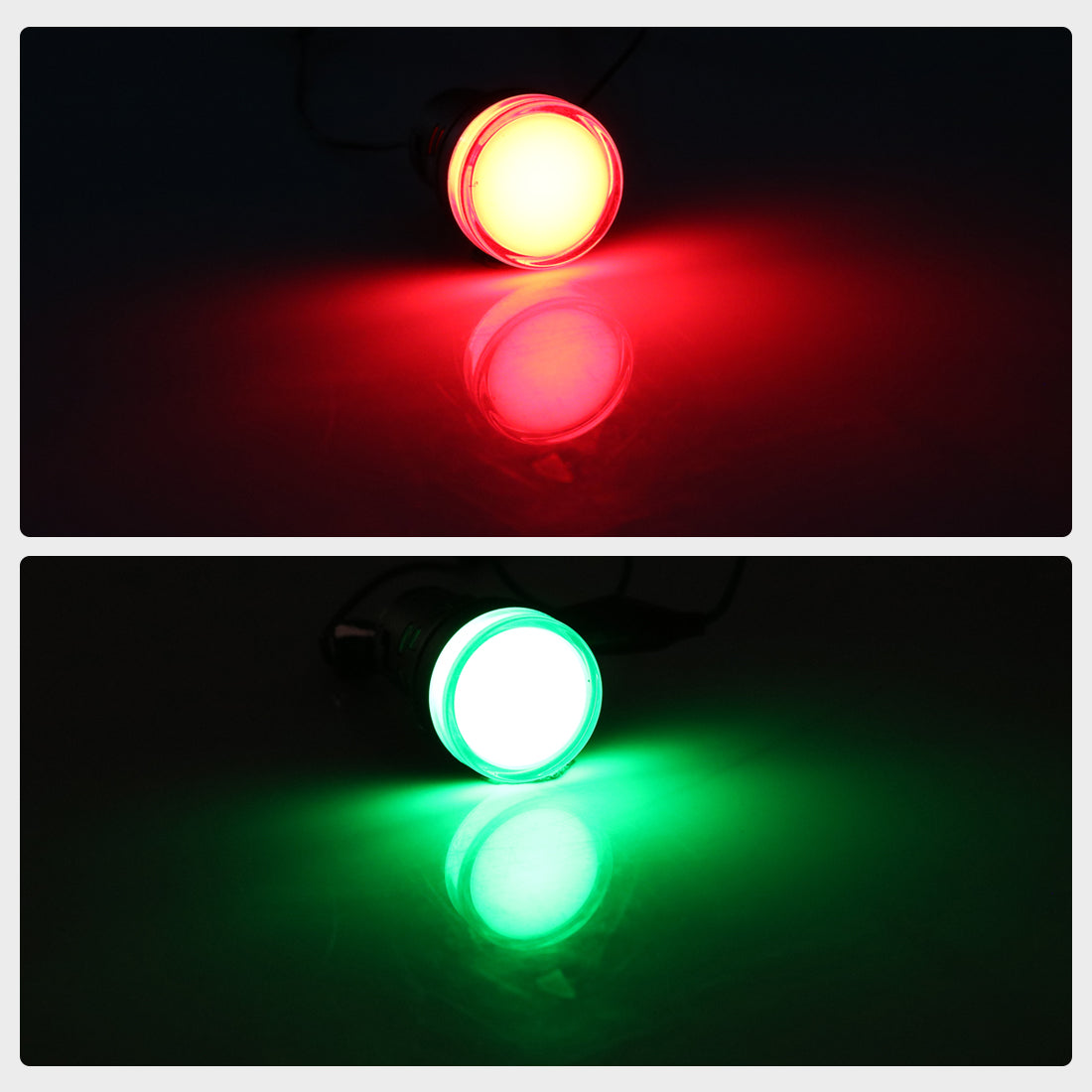 uxcell Uxcell 2Pcs AC 380V Indicator Lights, Red+Green LED, Flush Panel Mount 7/8" 22mm