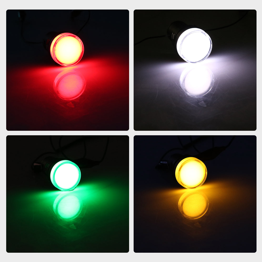 uxcell Uxcell 4Pcs AC/DC 110V Indicator Lights, Red+Green+Yellow+White LED, Flush Panel Mount 7/8" 22mm