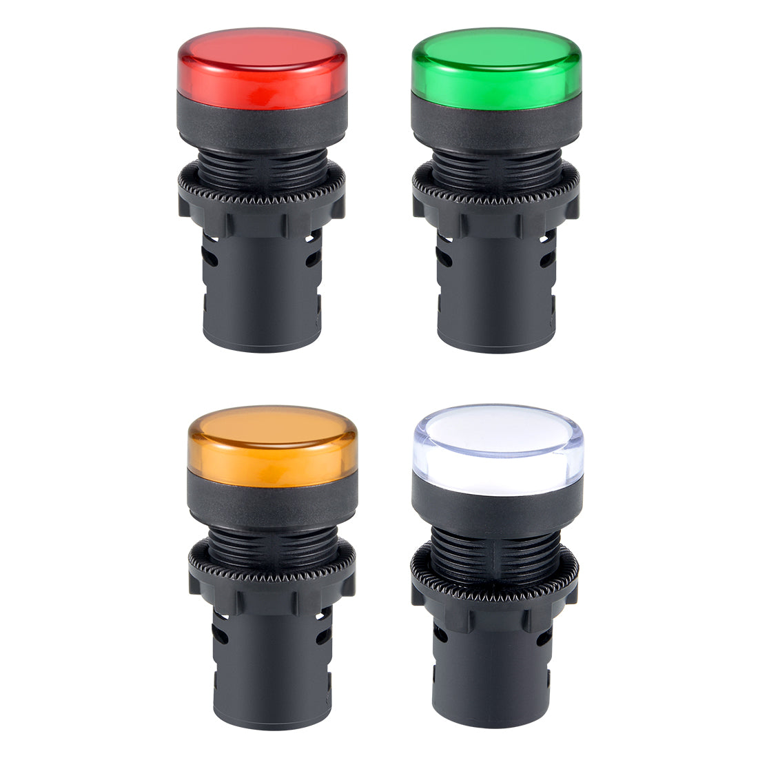 uxcell Uxcell 4Pcs AC/DC 110V Indicator Lights, Red+Green+Yellow+White LED, Flush Panel Mount 7/8" 22mm