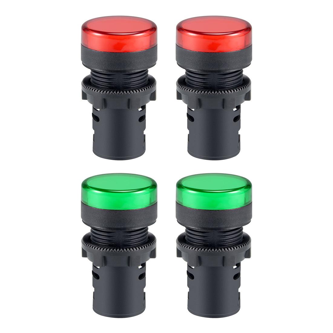 4pcs AC/DC 24V Indicator Lights Red+Green LED Flush Panel Mount 7/8 ...