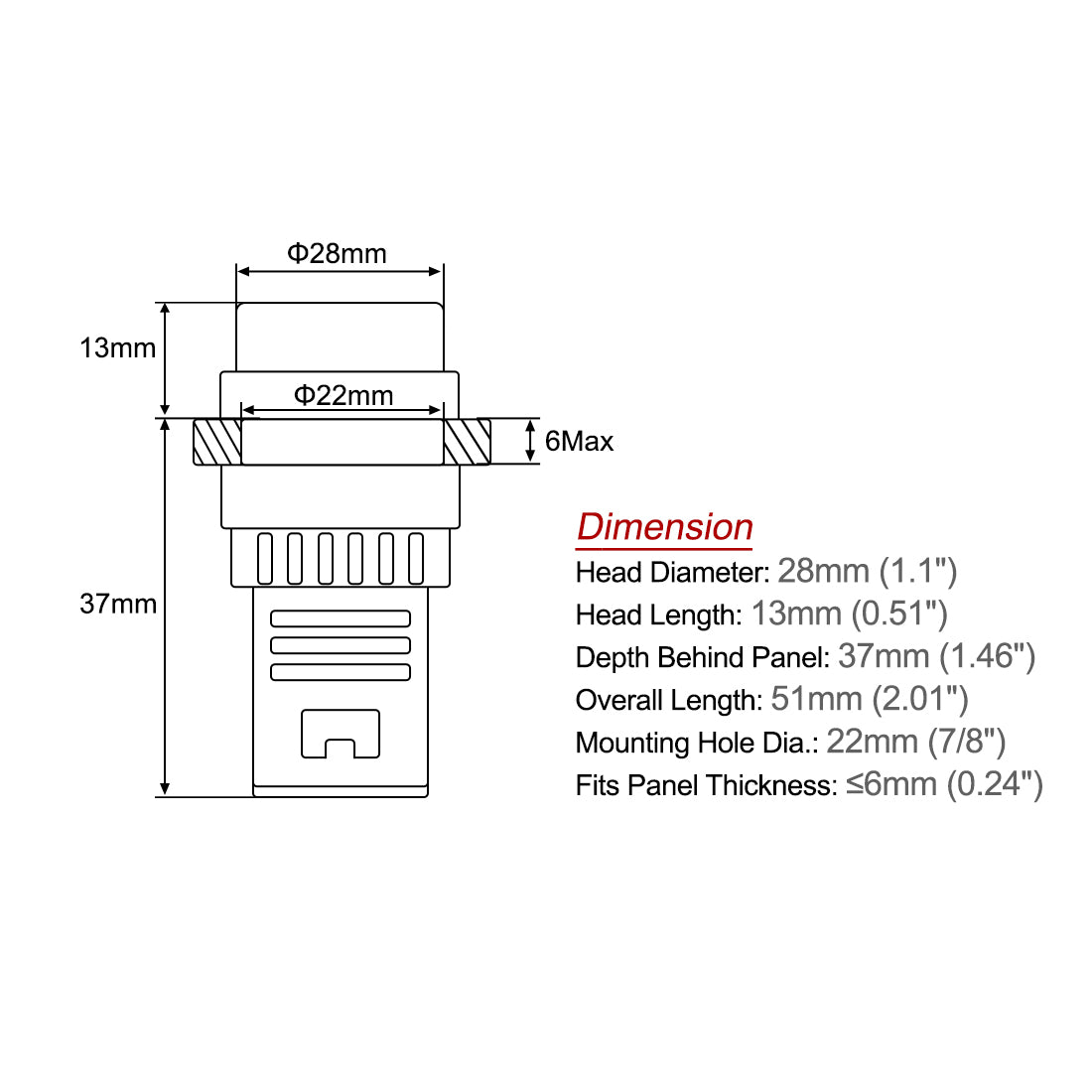 uxcell Uxcell 6Stk Anzeigeleuchten Schalttafeleinbau AC/DC 12V 7/8 "22mm Rot+Gelb+Grün