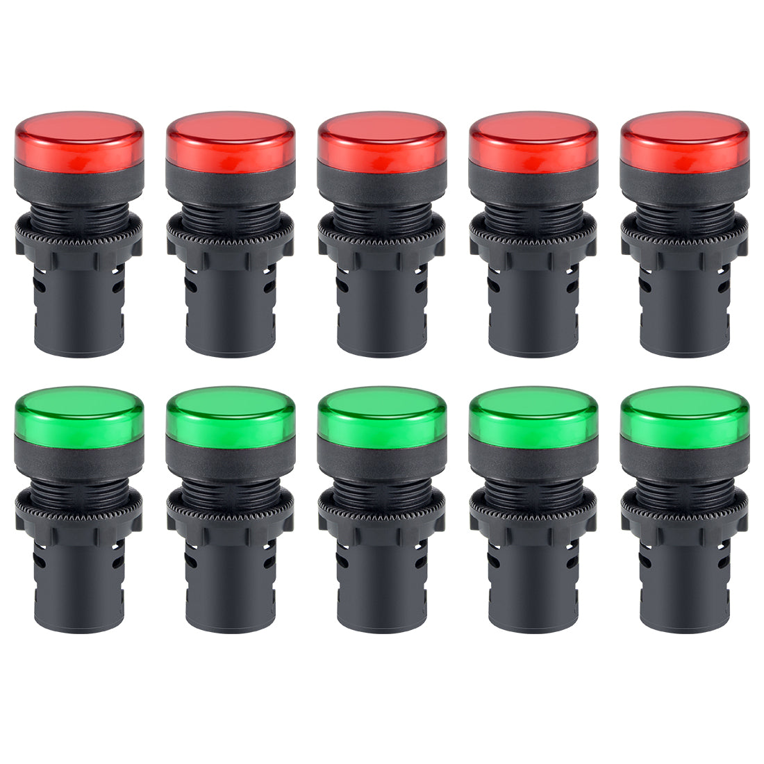 uxcell Uxcell 10Pcs AC/DC 110V Indicator Lights, Red+Green LED, Flush Panel Mount 7/8" 22mm