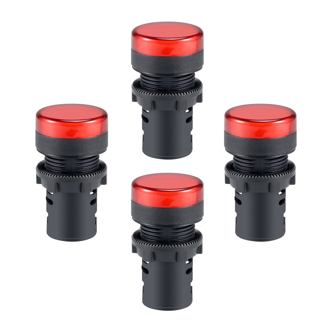 uxcell Uxcell Indicator Lights AC/DC 24V, Red LED, Flush Panel Mount 7/8" 22mm, 4Pcs