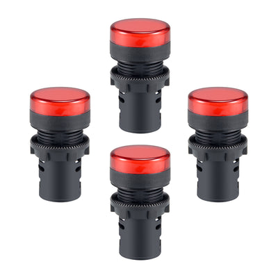 Harfington Uxcell Indicator Lights AC/DC 24V, Red LED, Flush Panel Mount 7/8" 22mm, 4Pcs