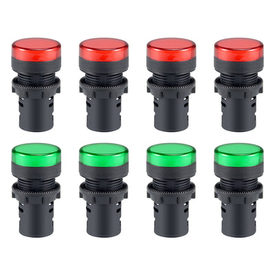 Harfington Uxcell 8Pcs AC/DC 110V Indicator Lights, Red+Green LED, Flush Panel Mount 7/8" 22mm