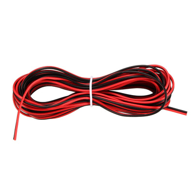 Harfington Uxcell Red Black Wire 2pin Extension Cable Cord 26 AWG Parallel Wire Tin Plated Copper 5M Length for LED Strip Light