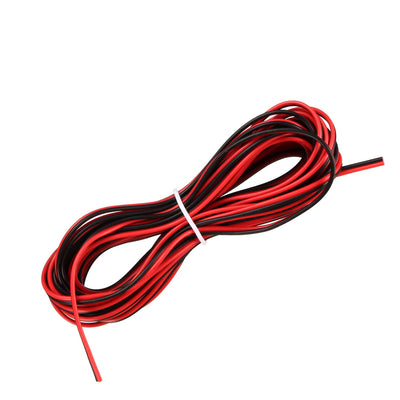 Harfington Uxcell Red Black Wire 2pin Extension Cable Cord 26 AWG Parallel Wire Tin Plated Copper 5M Length for LED Strip Light