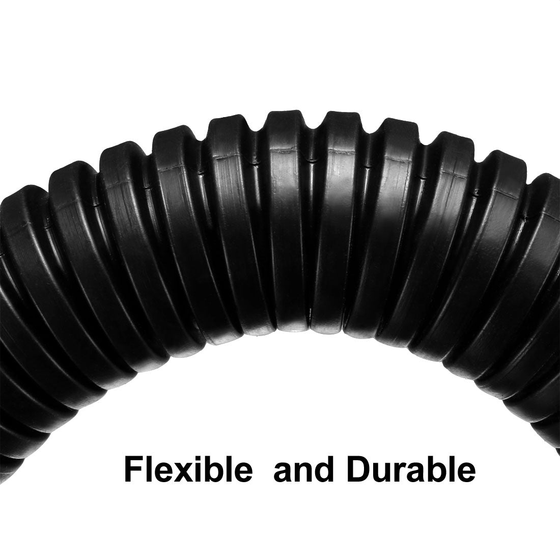 uxcell Uxcell 2.6 M 20 x 25 mm PP Flexible Corrugated Conduit Tube for Garden,Office Black