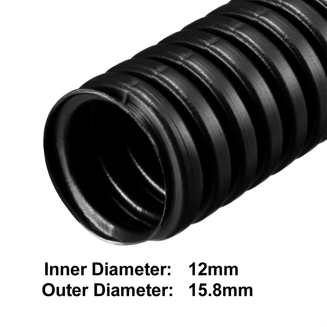 uxcell Uxcell 6.7 M 12 x 15.8 mm PP Flexible Corrugated Conduit Tube for Garden,Office Black