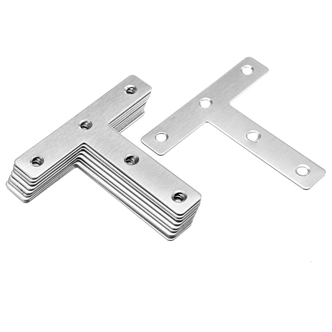 uxcell Uxcell Flat T Shape Repair Mending Plate, 80mmx80mm, Stainless steel Joining Bracket Support Brace, 10pcs