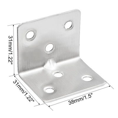 Harfington Uxcell 12pcs 31mmx31mmx38mm Stainless Steel Corner Brace Joint L Shape Right Angle Bracket Fastener