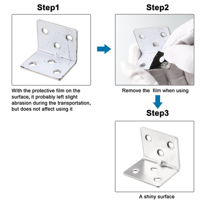 Harfington Uxcell 12pcs 31mmx31mmx38mm Stainless Steel Corner Brace Joint L Shape Right Angle Bracket Fastener