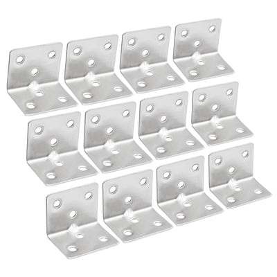 Harfington Uxcell 12pcs 31mmx31mmx38mm Stainless Steel Corner Brace Joint L Shape Right Angle Bracket Fastener