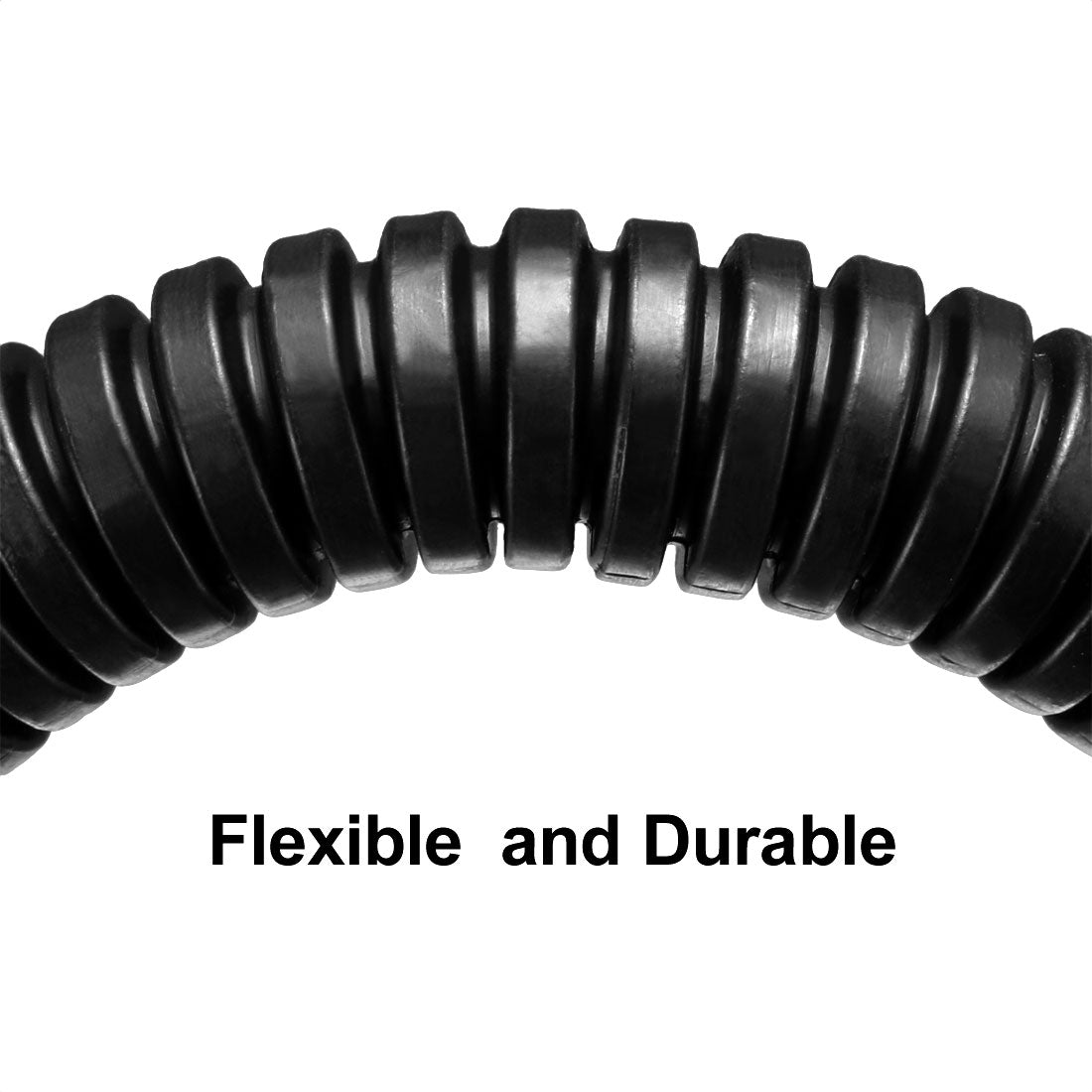 uxcell Uxcell 2.5 M 6.5 x 10 mm PP Flexible Corrugated Conduit Tube for Garden,Office Black