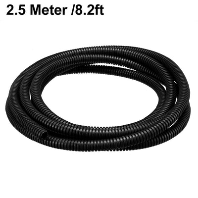 Harfington Uxcell 2.5 M 6.5 x 10 mm PP Flexible Corrugated Conduit Tube for Garden,Office Black