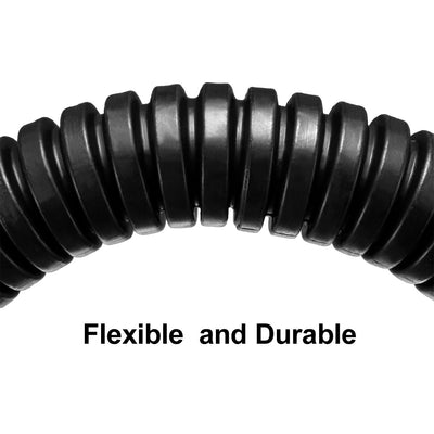 Harfington Uxcell 6 M 6.5 x 10 mm PP Flexible Corrugated Conduit Tube for Garden,Office Black