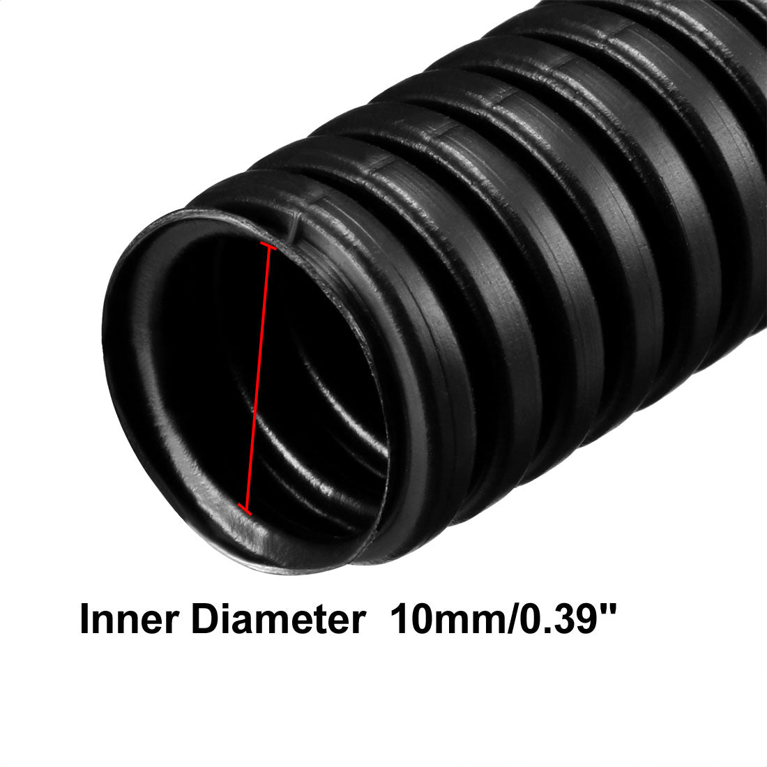 uxcell Uxcell 2 M 10 x 13 mm PP Flexible Corrugated Conduit Tube for Garden,Office Black