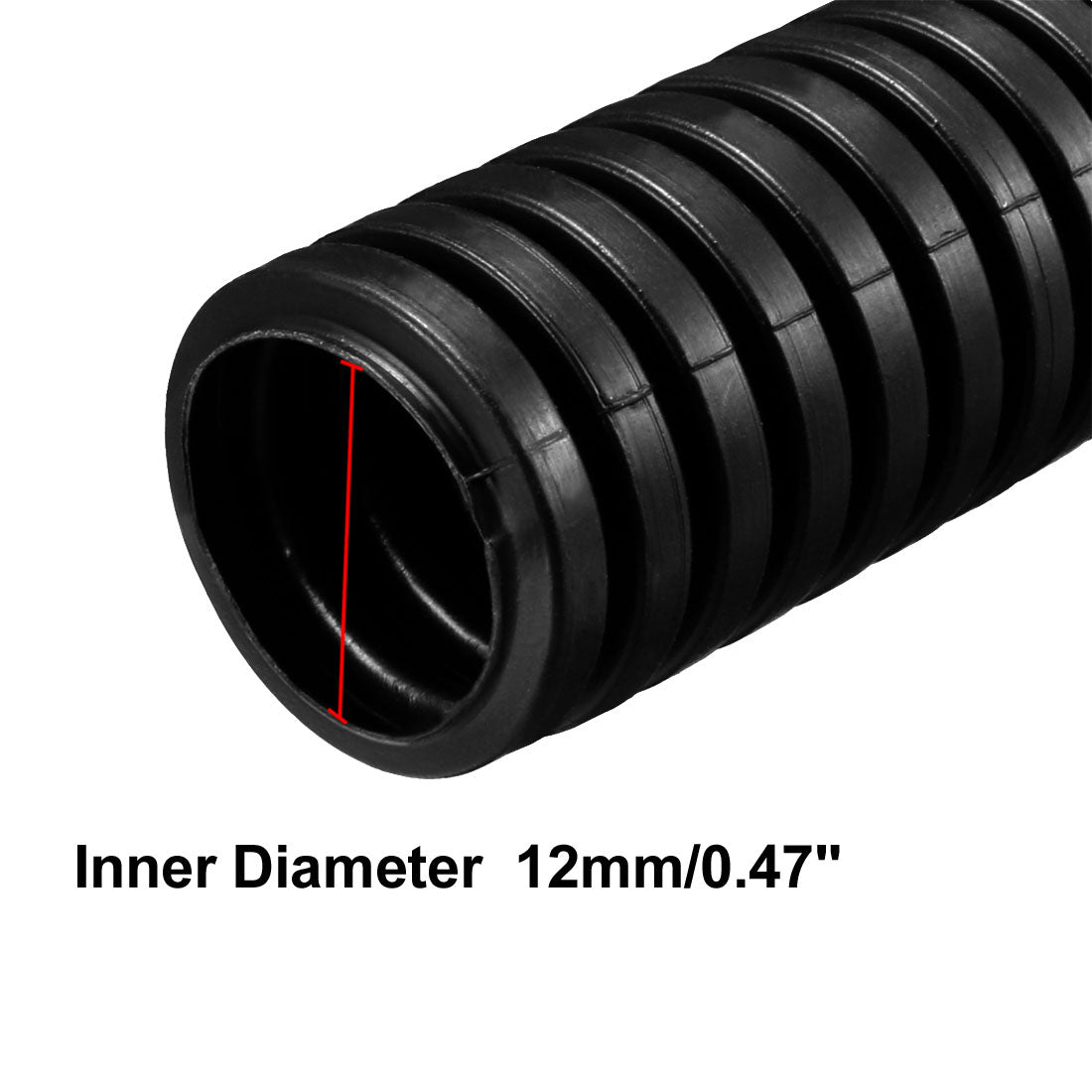 uxcell Uxcell 2 M 12 x 15.8 mm PP Flexible Corrugated Conduit Tube for Garden,Office Black