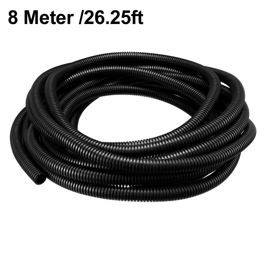 uxcell Uxcell 8 M 12 x 15.8 mm PP Flexible Corrugated Conduit Tube for Garden,Office Black