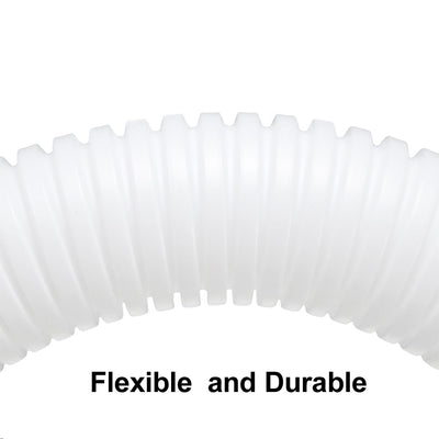 Harfington Uxcell 2 M 23 x 28.5 mm PP Flexible Corrugated Conduit Tube for Garden,Office White