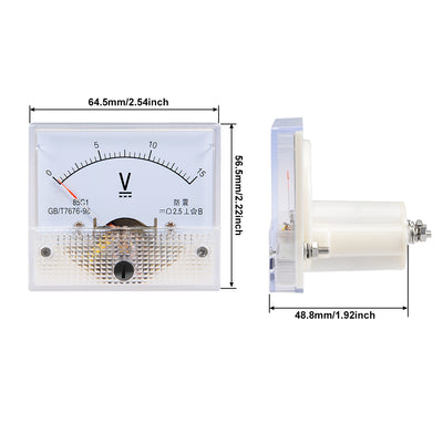 Harfington Uxcell DC 0-15V Analoganzeige Voltmeter Spannung Messgerät 85C1 2,5% Fehlergrenze DE de