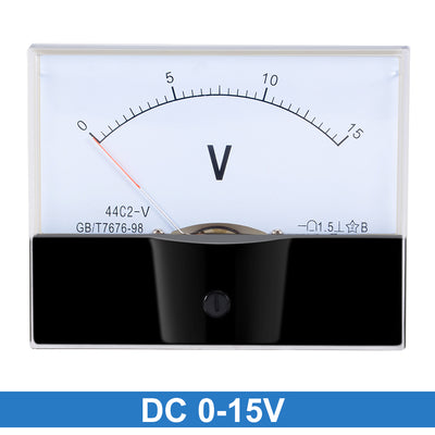 Harfington Uxcell DC 0-15V Analog Panel Spannungsanzeige Voltmeter 44C2 1,5% Fehler ohne Impuls