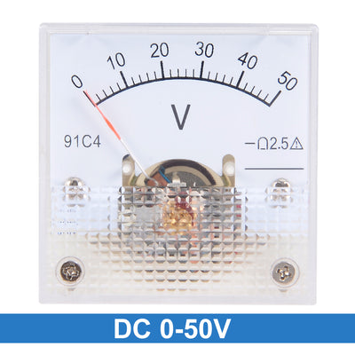 Harfington Uxcell DC 0-50V Analog Panel Voltage Gauge Volt Meter 91C4 2.5% Error Margin