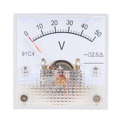 Harfington Uxcell DC 0-50V Analog Panel Voltage Gauge Volt Meter 91C4 2.5% Error Margin