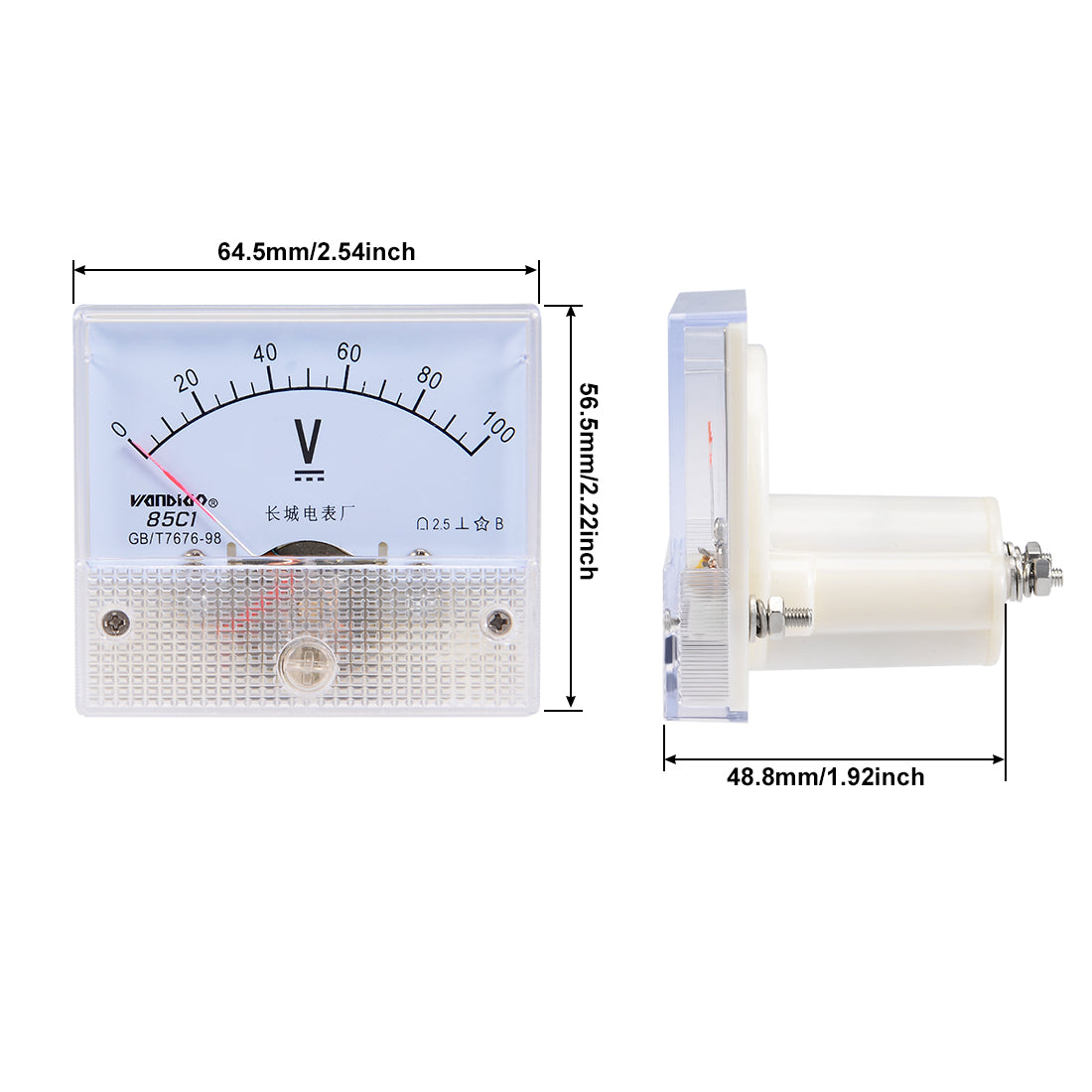 uxcell Uxcell DC 0-100V Analog Panel Voltage Gauge Volt Meter 85C1 2.5% Error