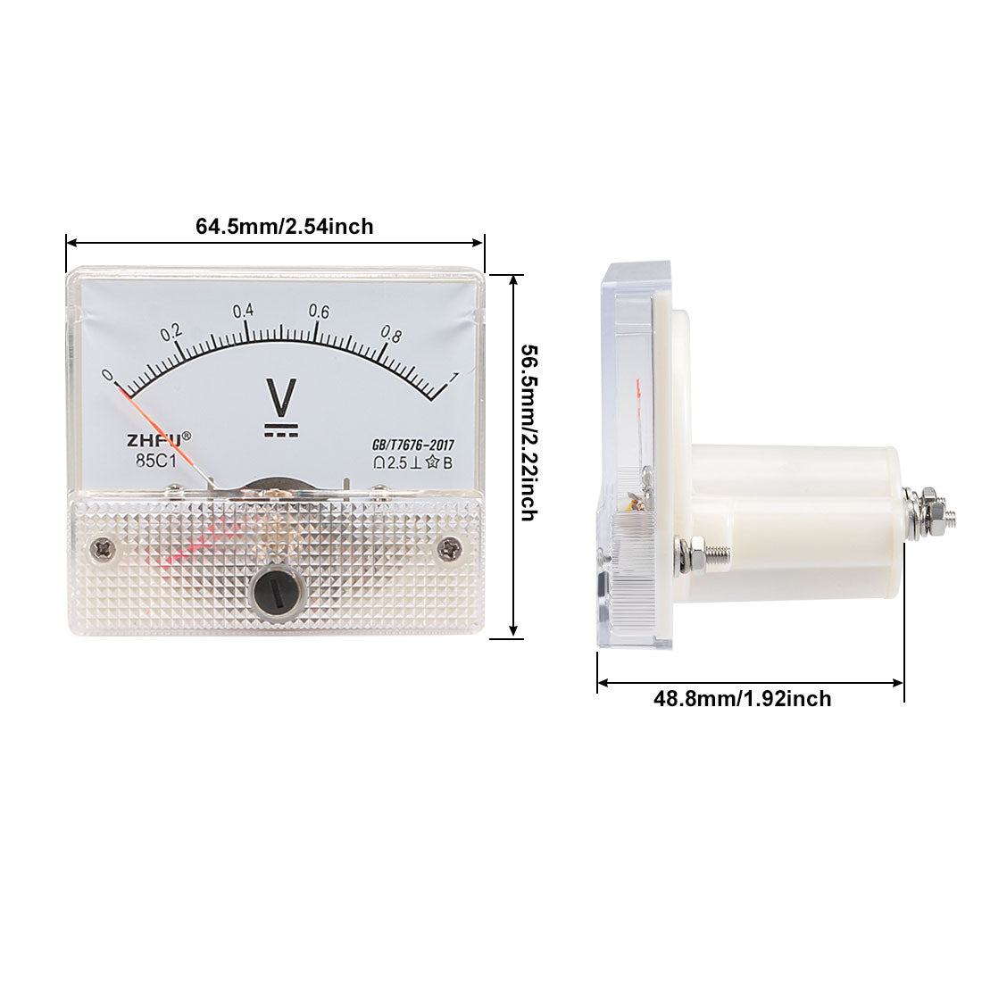 uxcell Uxcell DC 0-1V Analog Panel Voltage Gauge Volt Meter 85C1 2.5% Error Margin