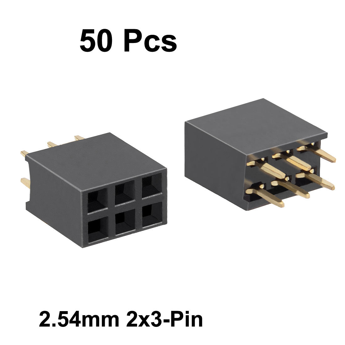 uxcell Uxcell 50Pcs 2.54mm Pitch 2x3-Pin Double Row Straight Connector Female Pin Header Strip PCB Board Socket