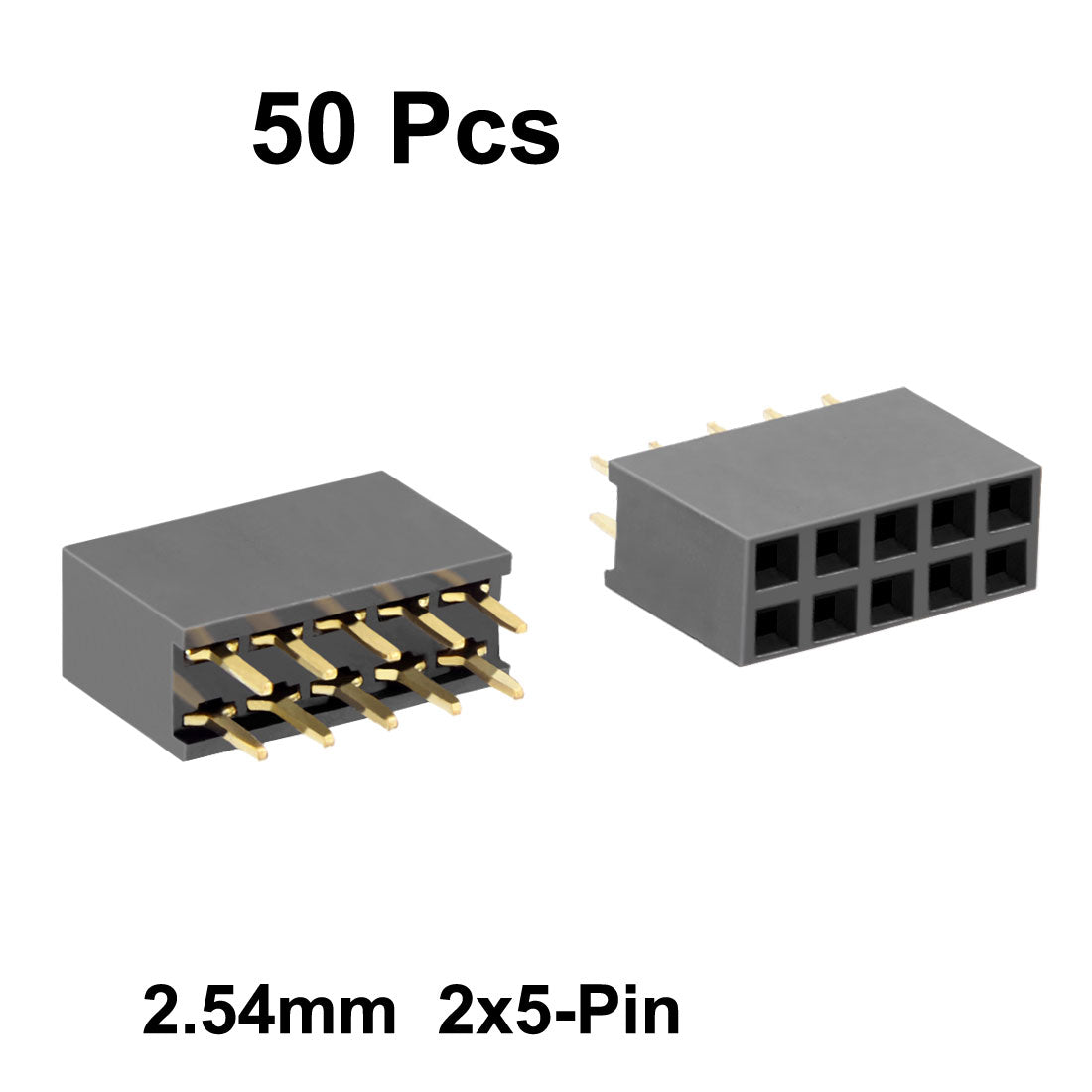 uxcell Uxcell 50Pcs 2.54mm Pitch 2x5-Pin Double Row Straight Connector Female Pin Header Strip PCB Board Socket