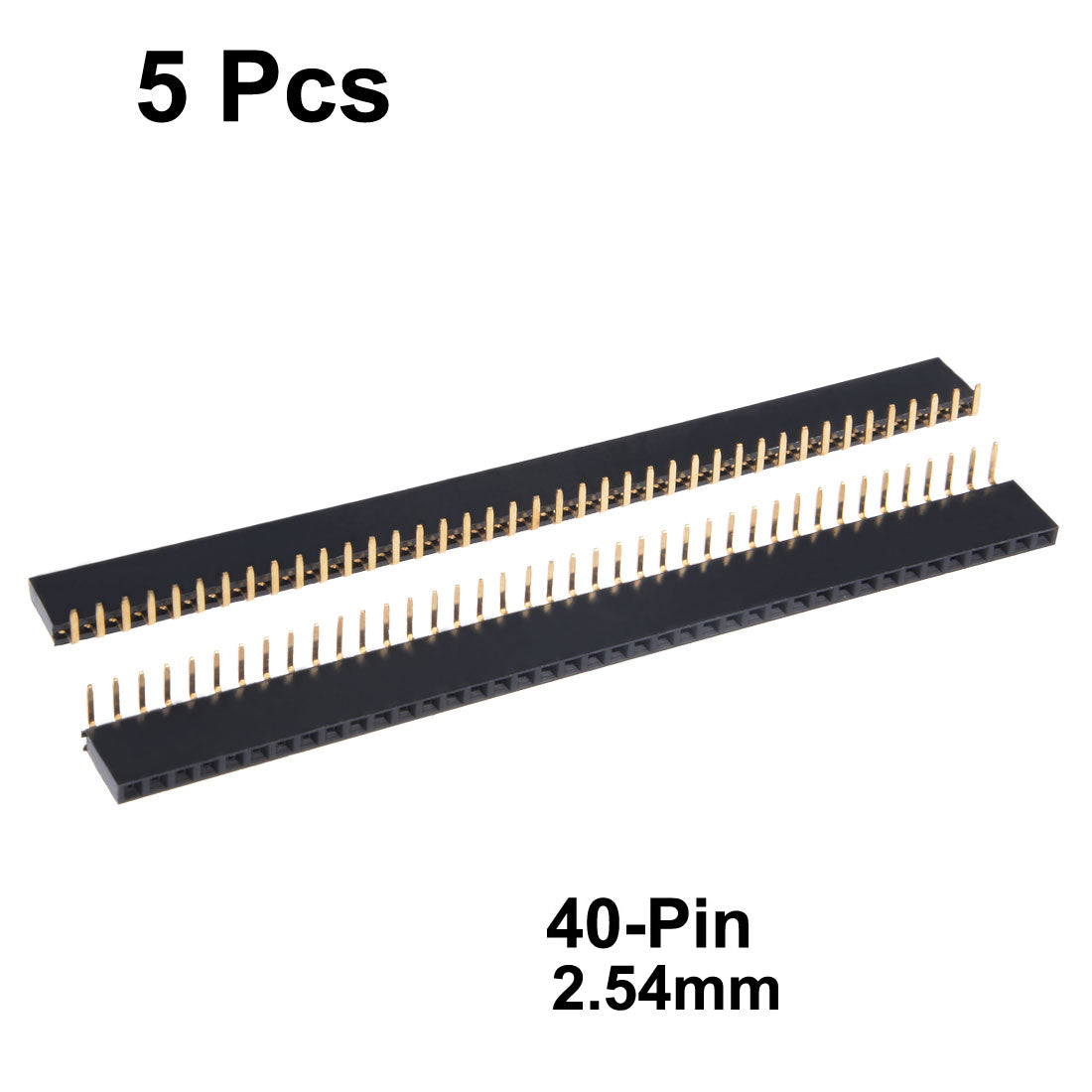 uxcell Uxcell 5 Pcs 2.54mm Pitch 40Pin Single Row Curved Connector Pin Header Strip for Arduino Prototype Shield