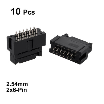 Harfington Uxcell 10 Stücke 2,54mm Steigung 2x6-Pin 2 Reihe Gerade Box Kopf Stecker PCB Steckdose DE