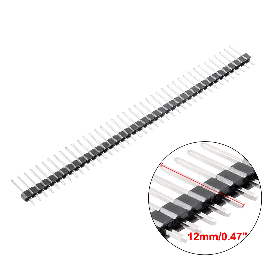 uxcell Uxcell 30Pcs 2.54mm Pitch 40-Pin 12mm Length Single Row Straight Connector Pin Header Strip for Arduino Prototype Shield