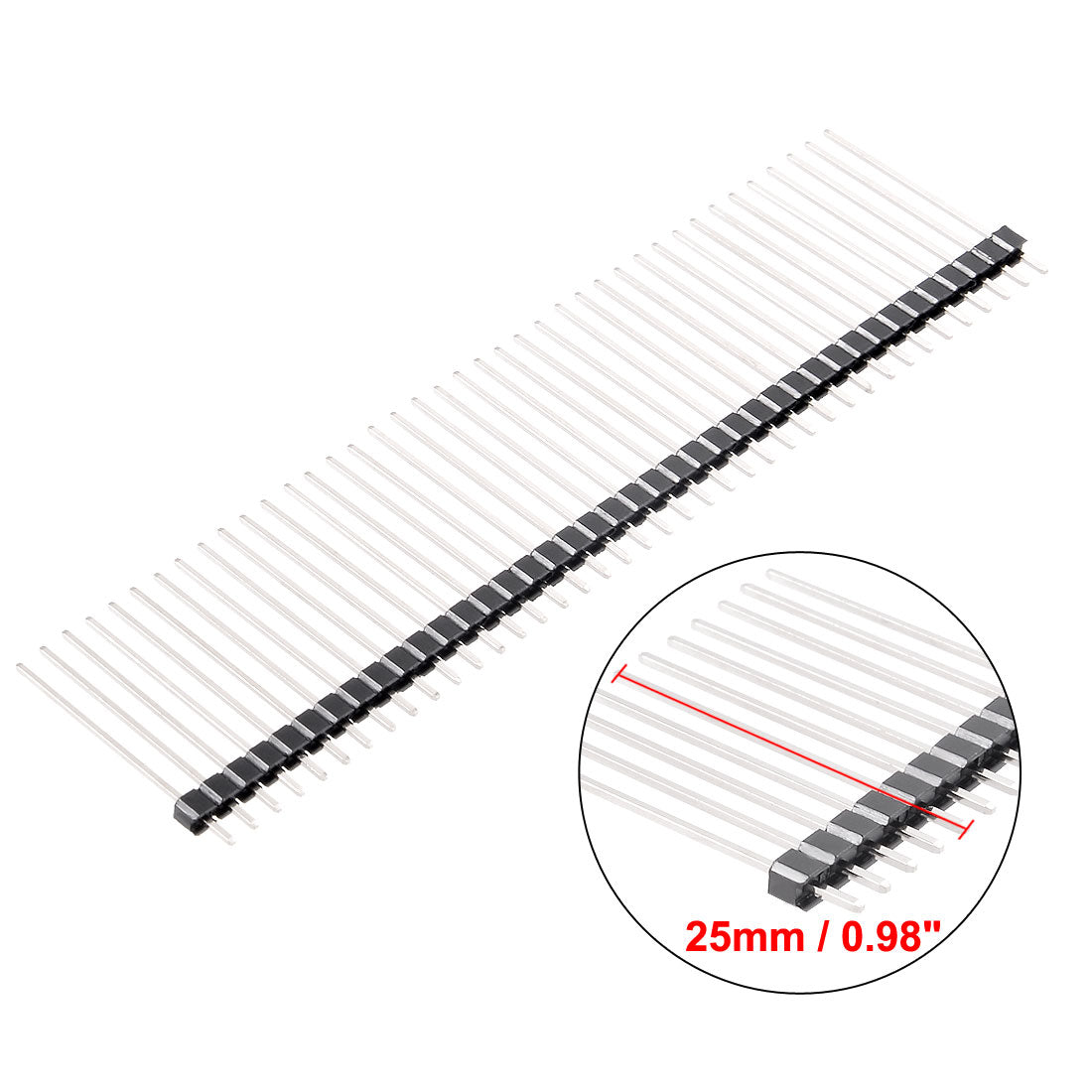 uxcell Uxcell 30Pcs 2.54mm Pitch 40-Pin 25mm Length One Row Straight Connector Pin Header Strip for Arduino Prototype Shield