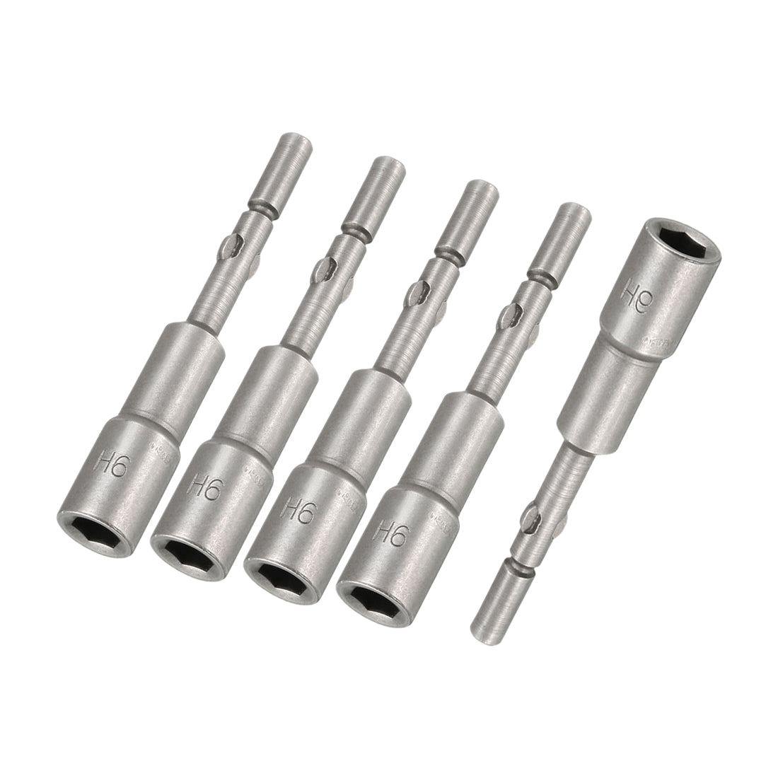 uxcell Uxcell 5pcs Nut Setter,6mm Hex Socket Round Shank Cr-V Non-Magnetic,2.56" Length